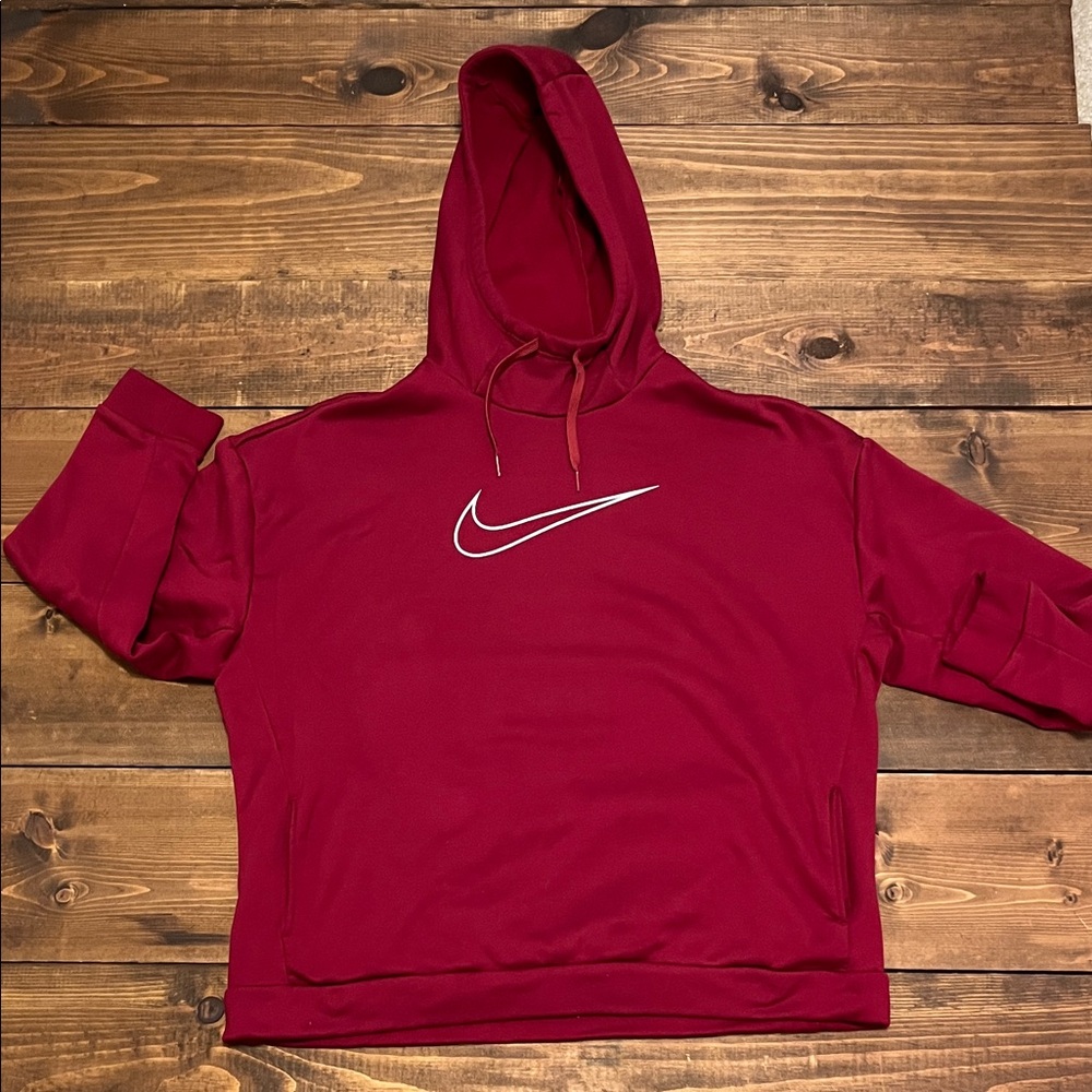 Nike Crimson Hoodie with Silver Logo